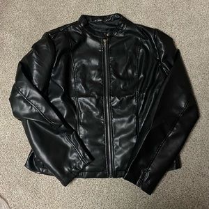 Classic Black Faux Leather Jacket - Women